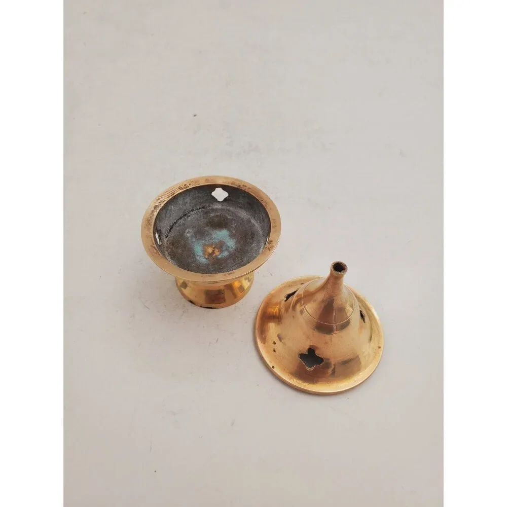 Vintage Brass Stick/Cone Incense Burner small burner with lid, made in i… - Picture 7 of 10